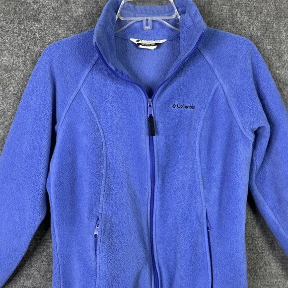 Columbia Fleece Zip Front Jacket Women Size S High Neck Zip Pockets Blue - Picture 7 of 10